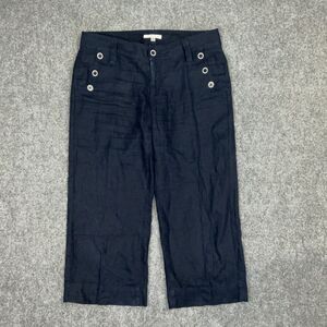 Cabi Pants Womens Size 8 Blue Navy Linen Cropped Casual